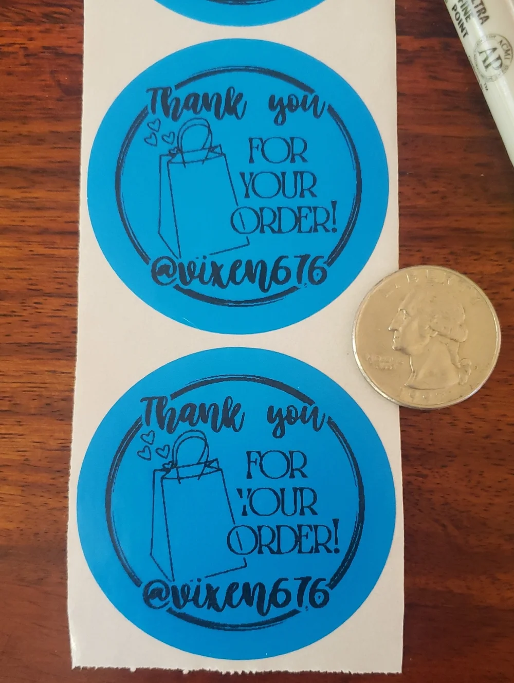 CUSTOM THANK YOU STICKERS • Set of 50 • Large Blue 2